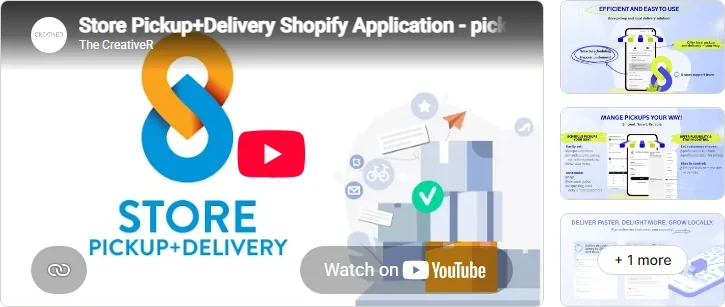 CR Store Pickup/Delivery listing on the Shopify App Store