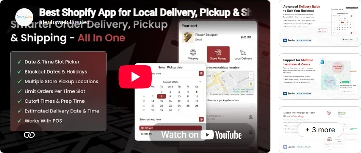 Delivery Date and Pickup Stellar listing on the Shopify App Store