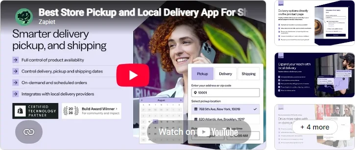 Zapiet Pickup + Delivery listing on the Shopify App Store